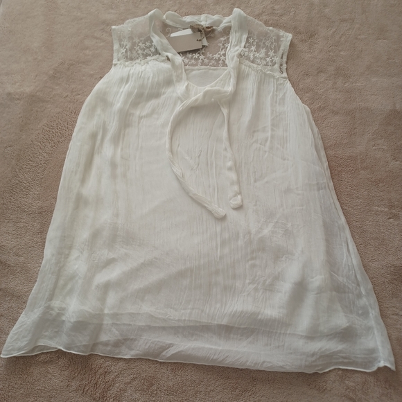 CARLA CONTI SLEEVELESS SILK CHIFFON CAMISOLE NWT WHITE SIZE MEDIUM - Picture 2 of 15